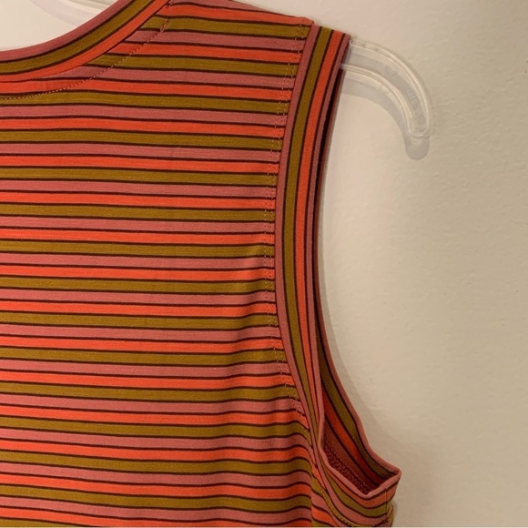 Toad & Co Swifty Tank Dress w pockets in coral, pink, green stripe.‎ Size Medium - Picture 7 of 10